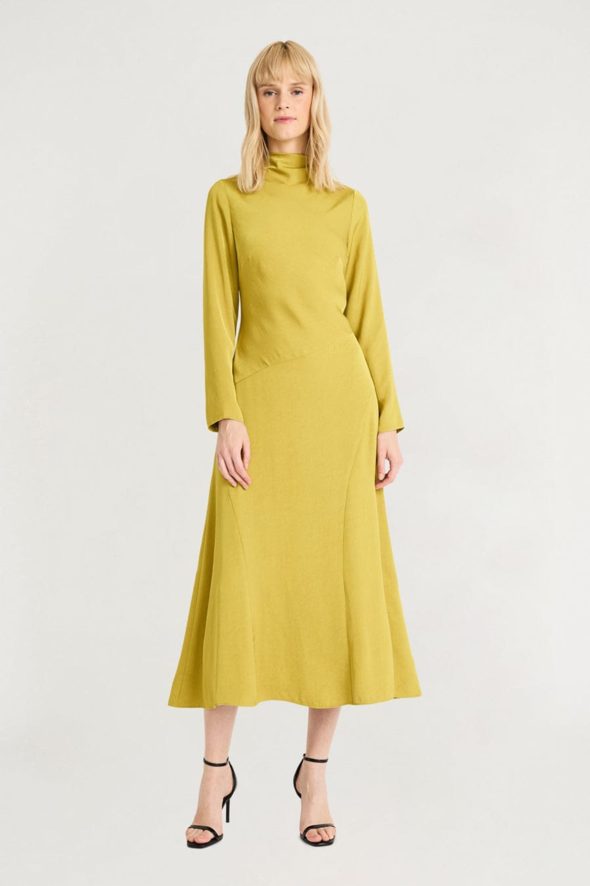long sleeve mock neck midi dress MAXI W/ OLIVE OIL / Standard / 16 Childsize:100cm (3T) 2-3 YEARS Its stretchy bundle-discount-outfits Navy Blue Dress, Wedding