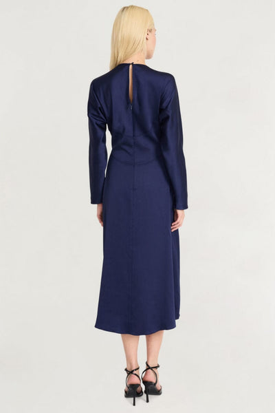 Luxely Y10111M Long Batwing Sleeve Hi-Lo Midi Dress with Peep Hole Neckline