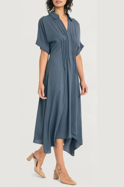 Luxely Y10211M Short Batwing Sleeve Chiffon Georgette Handkerchief Midi Dress