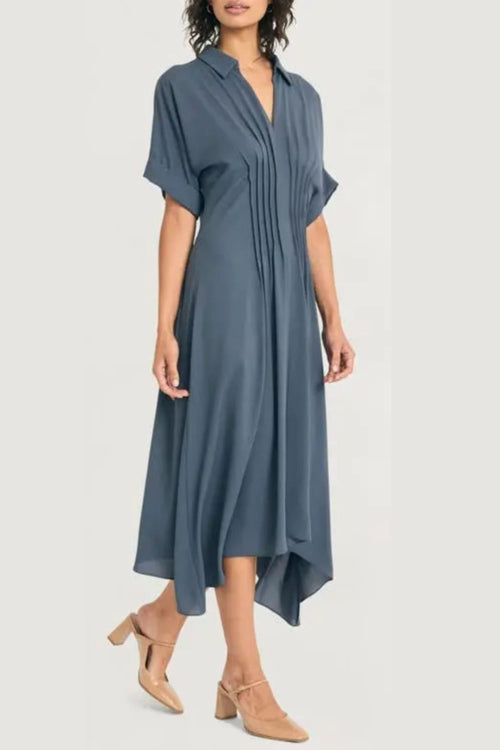 Luxely Y10211M Short Batwing Sleeve Chiffon Georgette Handkerchief Midi Dress