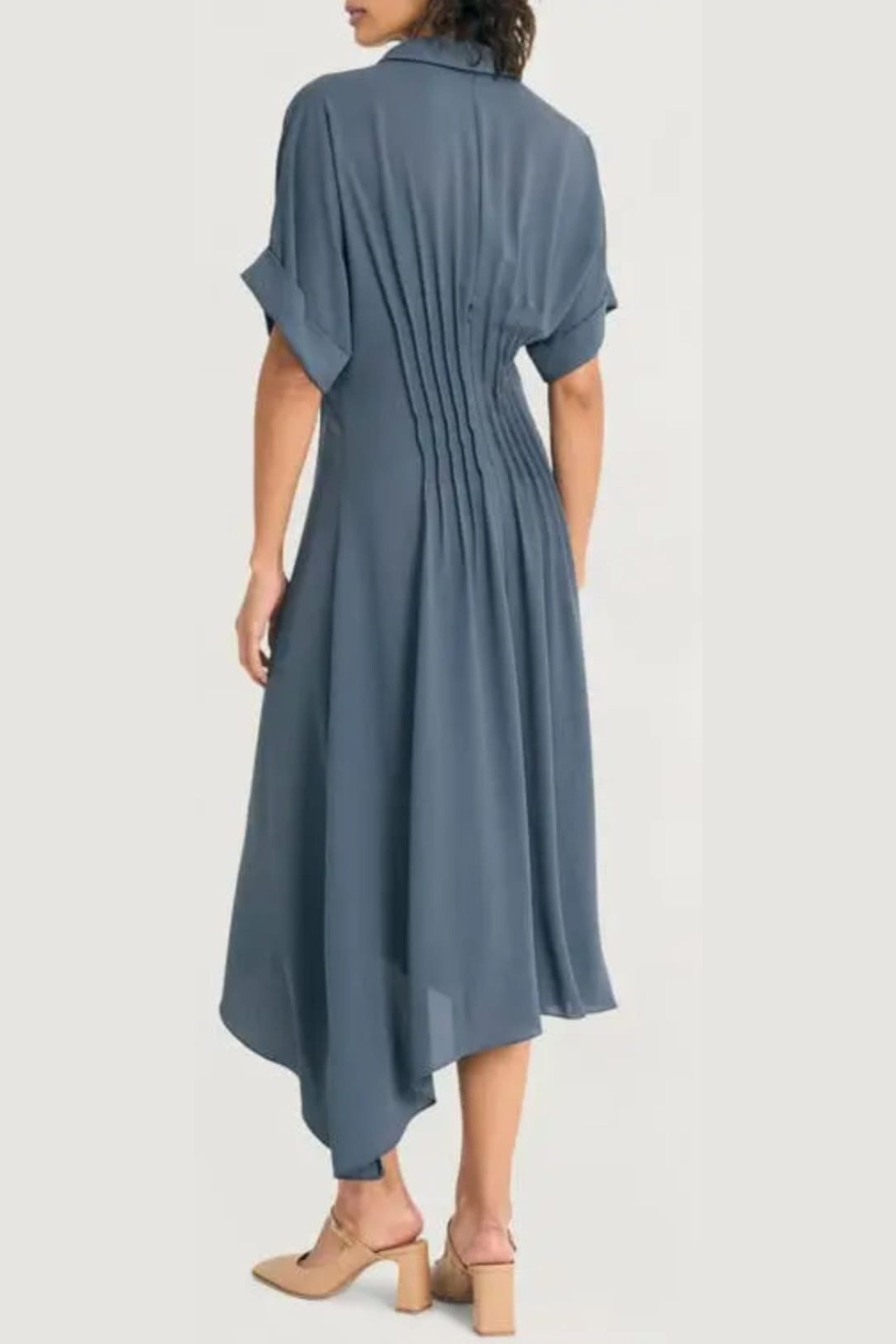Luxely Y10211M Short Batwing Sleeve Chiffon Georgette Handkerchief Midi Dress