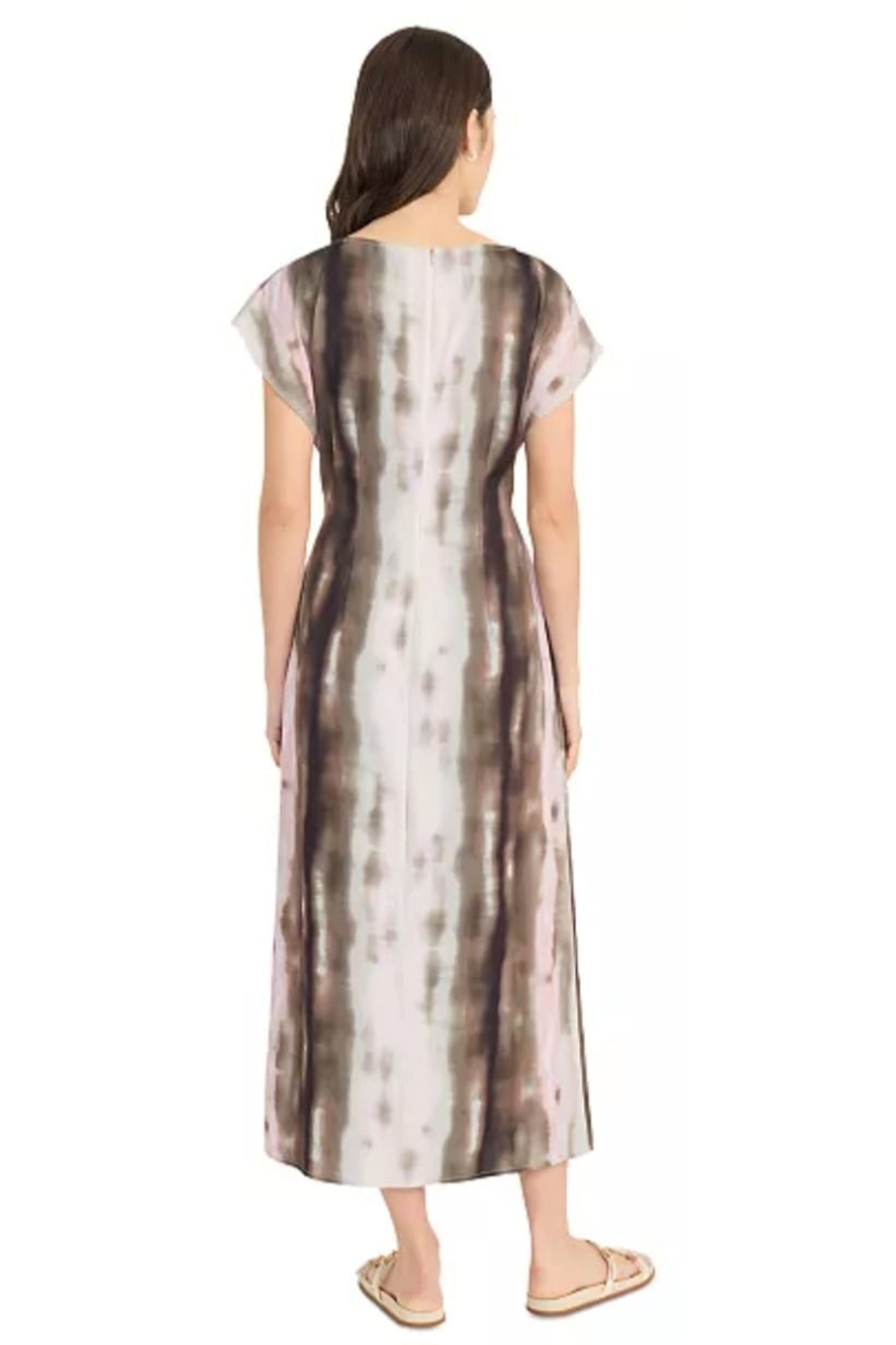 Luxely Y10213M Multi Color Cap Batwing Sleeve Sheath Maxi Dress with Side Pleat Detail