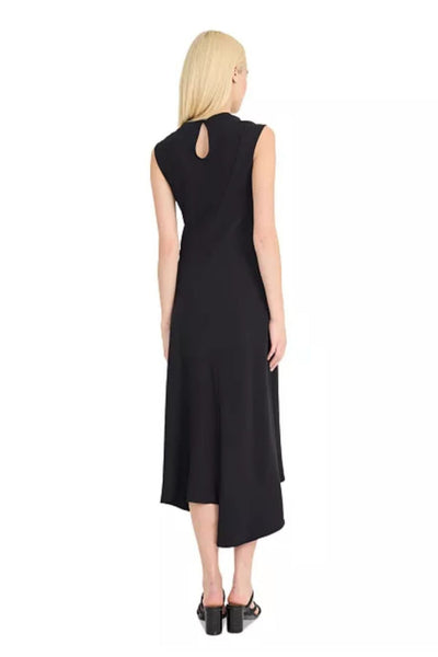 Luxely Y10245M Sleeveless Drop Waist Stretch Woven Hi-Lo Midi Dress with Front Slit