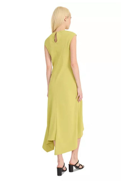 Luxely Y10245M Sleeveless Drop Waist Stretch Woven Hi-Lo Midi Dress with Front Slit