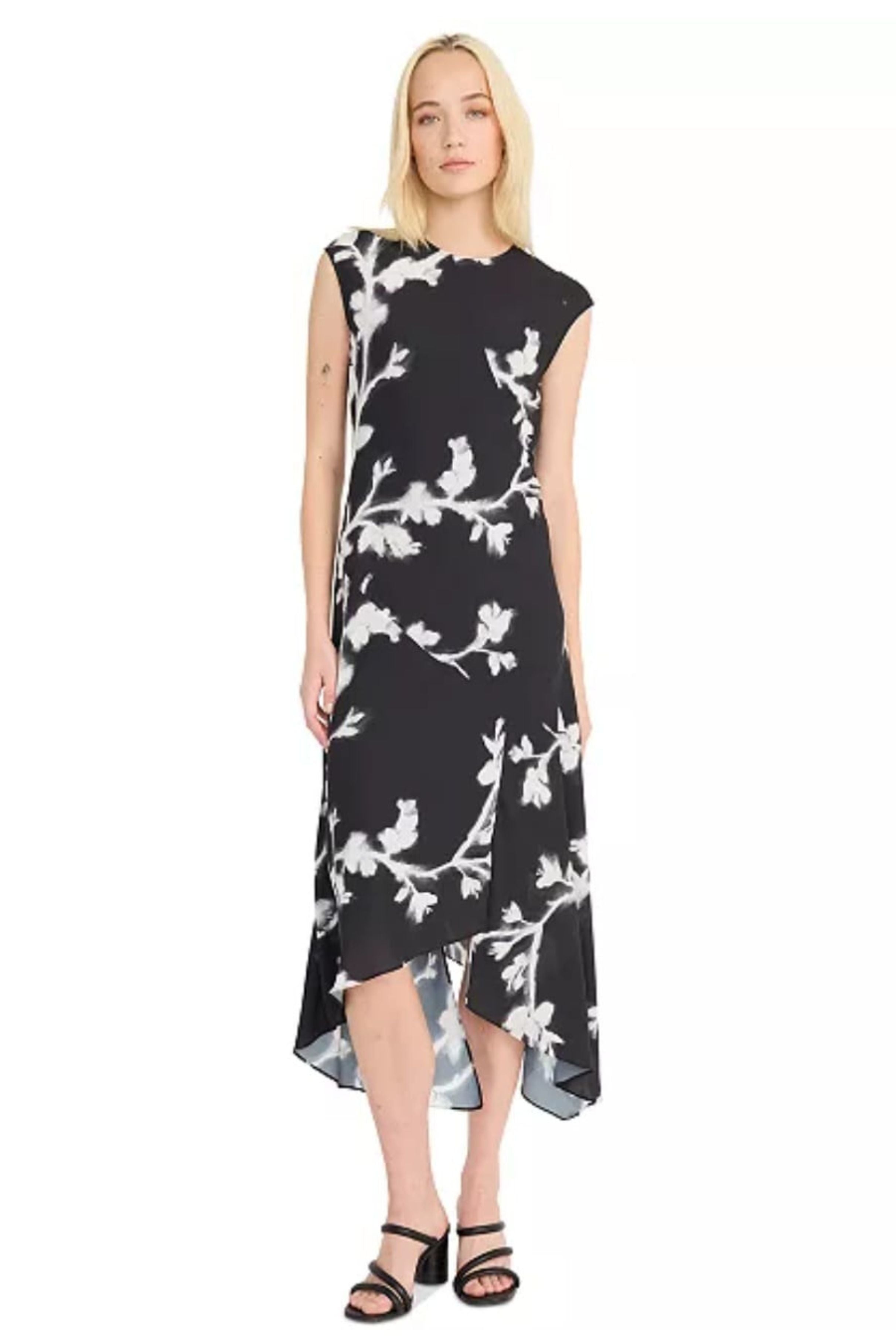 Luxely Y10270M Floral Print Sleeveless Drop Waist Chiffon Georgette