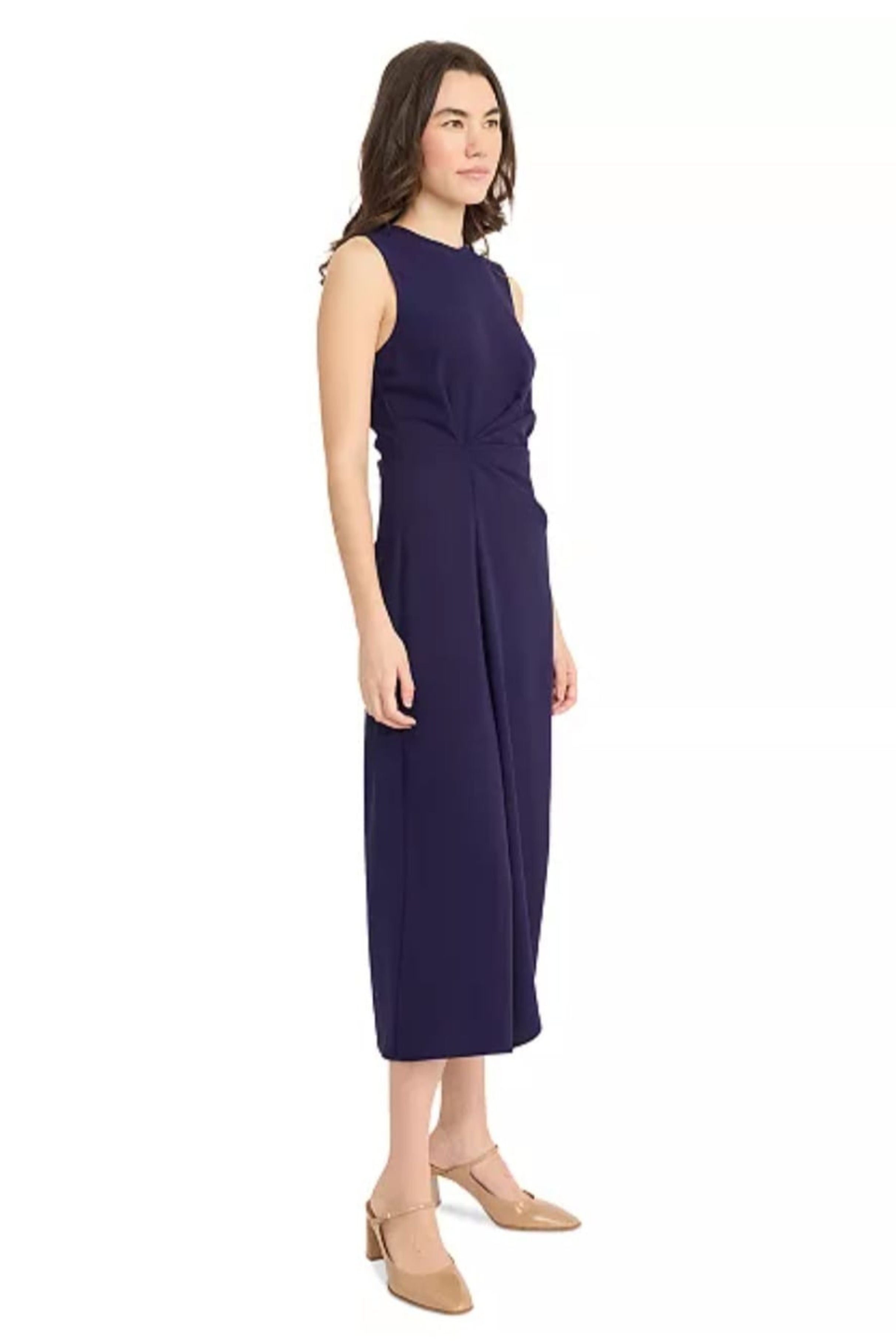 Luxely Y10282M Sleeveless Pleated Woven Crepe Sheath Midi Dress