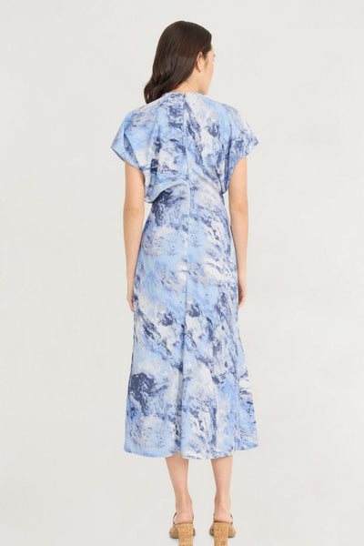 Luxely Y10286M Multi Color Short Kimono Sleeve Silky Woven Maxi Dress