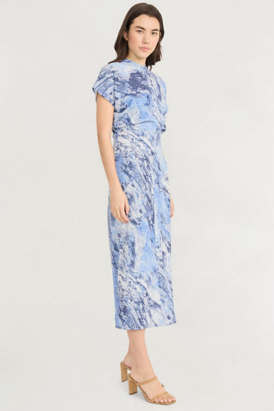 Luxely Y10286M Multi Color Short Kimono Sleeve Silky Woven Maxi Dress