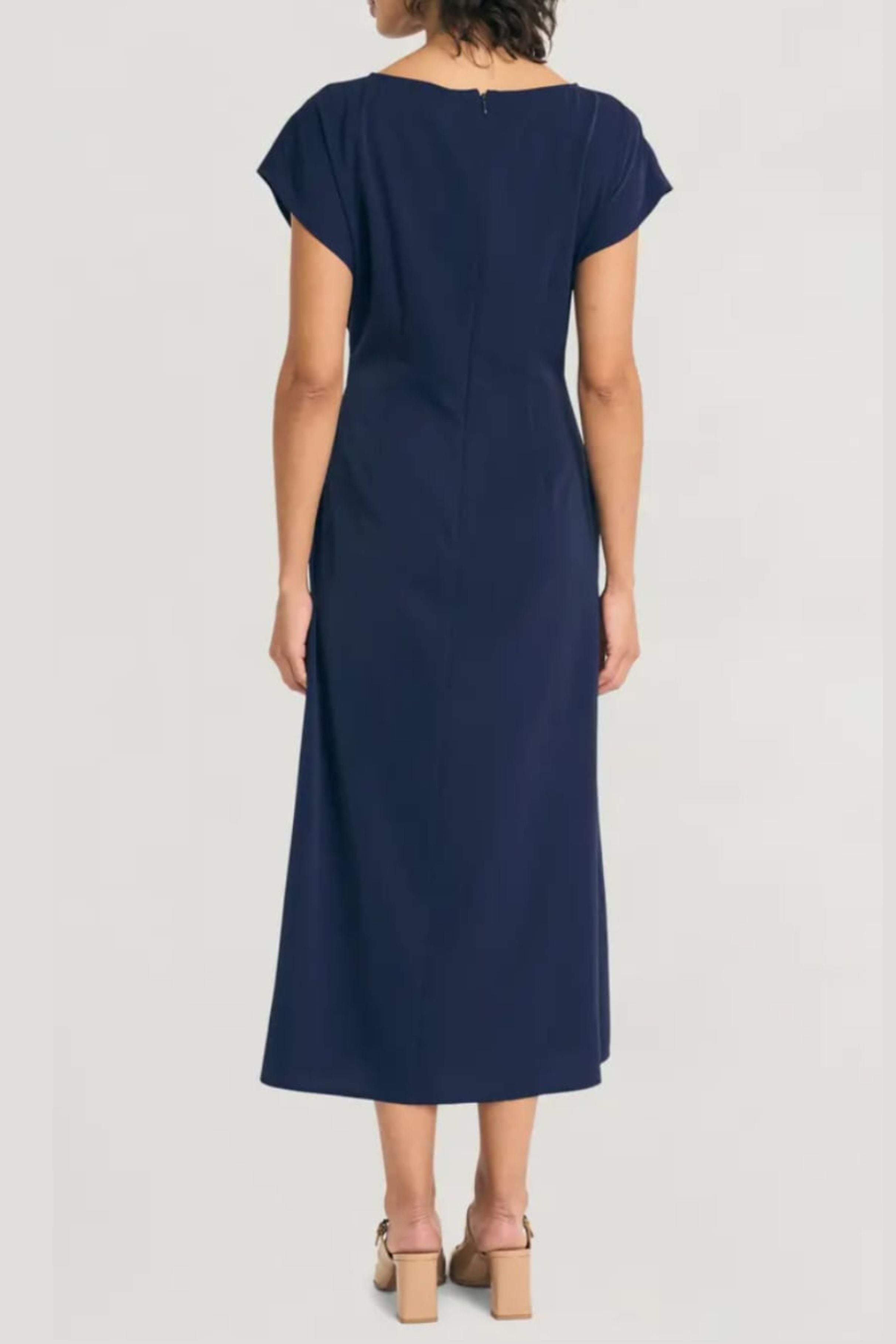 Luxely Y10316M Cap Batwing Sleeve Sheath Maxi Dress with Side Pleat Detail