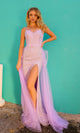 Nox Anabel Y1475: Chic Glitter-Print Long Prom Dress with Overskirt