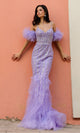 Nox Anabel Y1476: Chic Puff-Sleeve Periwinkle Long Prom Dress