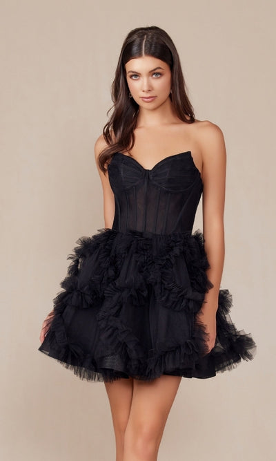 Nox Anabel Y859 Strapless Ruffled Short Homecoming Dress