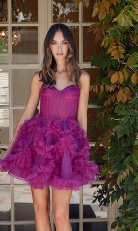 Nox Anabel Y859 Strapless Ruffled Short Homecoming Dress