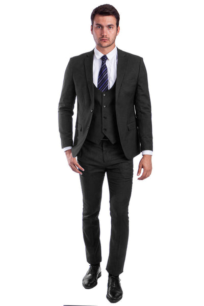 Traje ajustado de dos botones para hombre en color negro