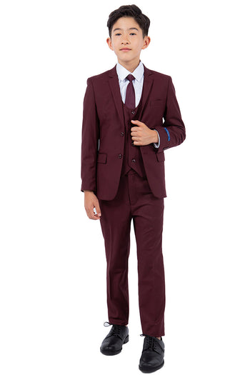 Boys Suit Perry Ellis Vested Boy's Wedding Suit in Burgundy