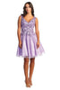 A-Line Cocktail Embroidered Dress - LILAC / 2