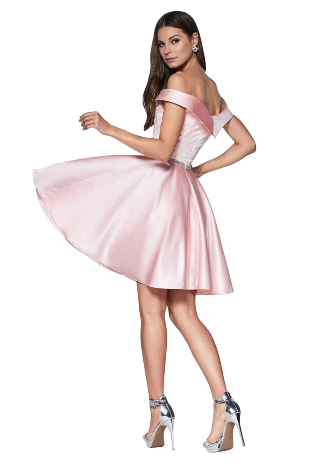 A-Line Dress 2025 Satin Off Shoulder Evening Gown - Blush / XXS - Prom