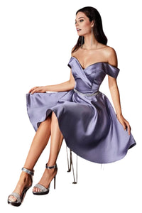 A-Line Dress 2025 Satin Off Shoulder Evening Gown - French Lilac / XXS - Prom