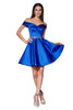 A-Line Dress 2025 Satin Off Shoulder Evening Gown - Royal / XXS - Prom