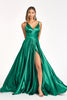 A-line Satin Long Evening Gown - EMERALD GREEN / XS
