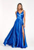 A-line Satin Long Evening Gown - ROYAL BLUE / XS