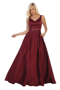 A-line Formal Evening Gown - BURGUNDY / 4 - Dress