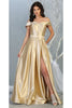 A-line Metallic Formal Unique Dress - CHAMPAGNE / 4