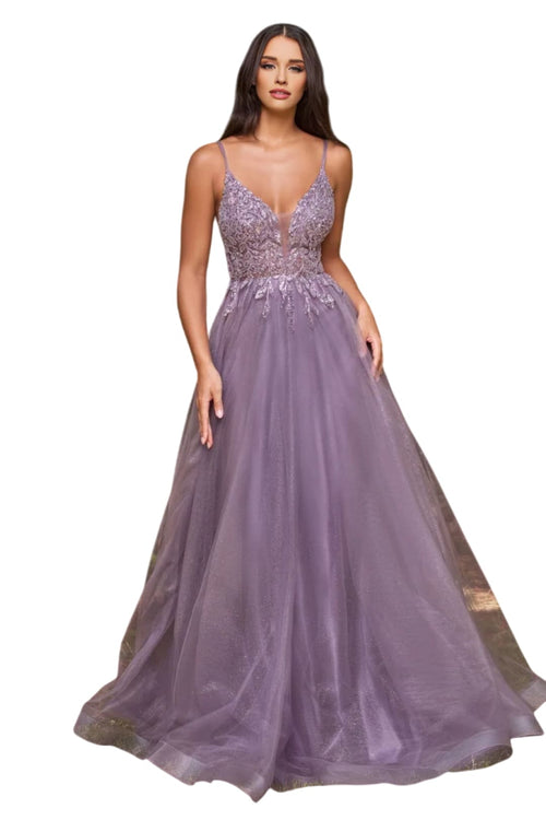 A-Line Pageant Gown 2025 Embellished Formal Evening Dress - ENGLISH VIOLET / XXS - Dress