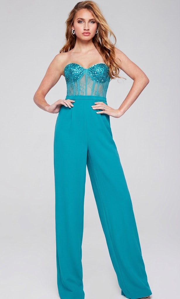 Jovani Turquoise Jumpsuit