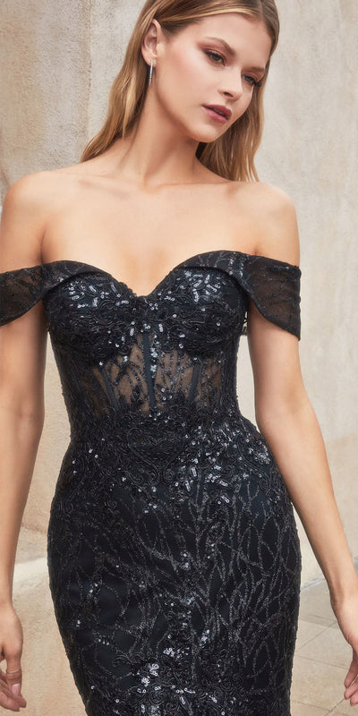 Andrea & Leo A1107 Long Off-Shoulder Lace Gown