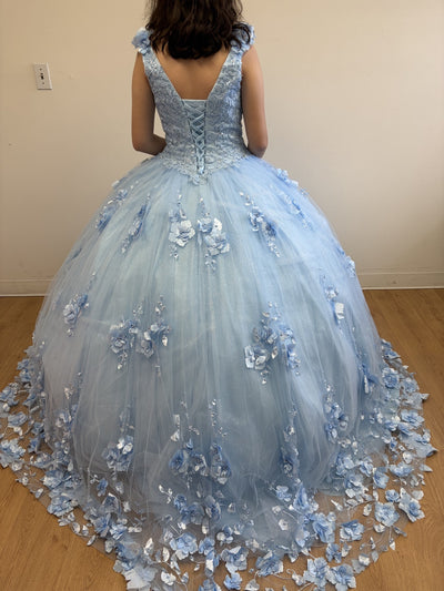 Layla K BABY BLUE Mesh Ball Gown Dress