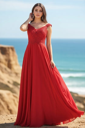 Red Bridesmaid Dresses in Satin and Plus Size Gowns by MQ1602