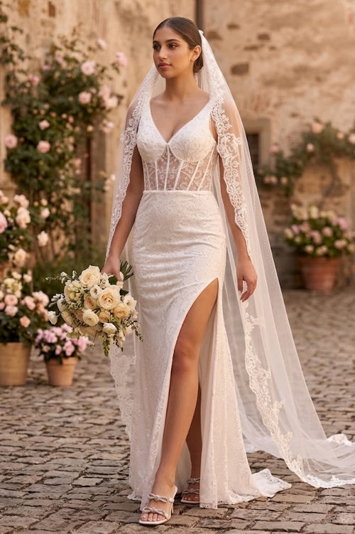 Sheath Wedding Dresses | Ivory Bridal Gown by MQ2102