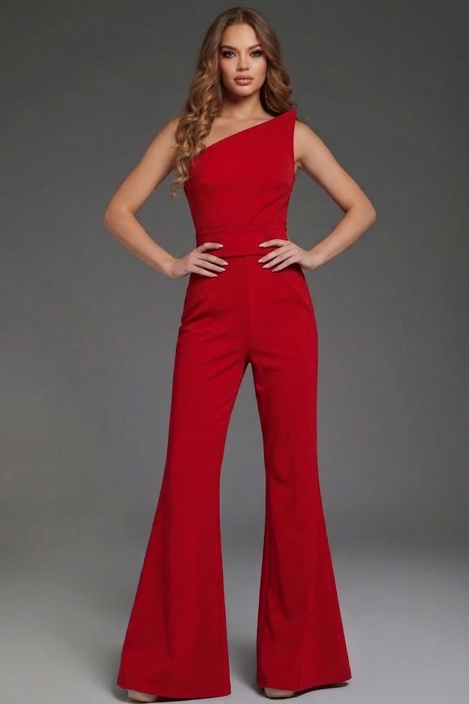 Jovani 43567 Strapless Asymmetric Formal Jumpsuit