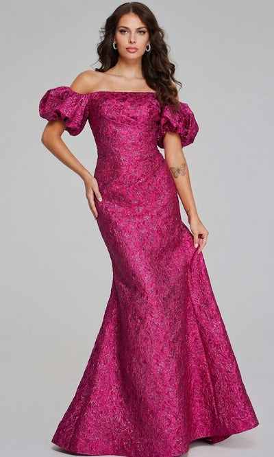 Jovani 39113 Off Shoulder Puff Sleeve Evening Gown