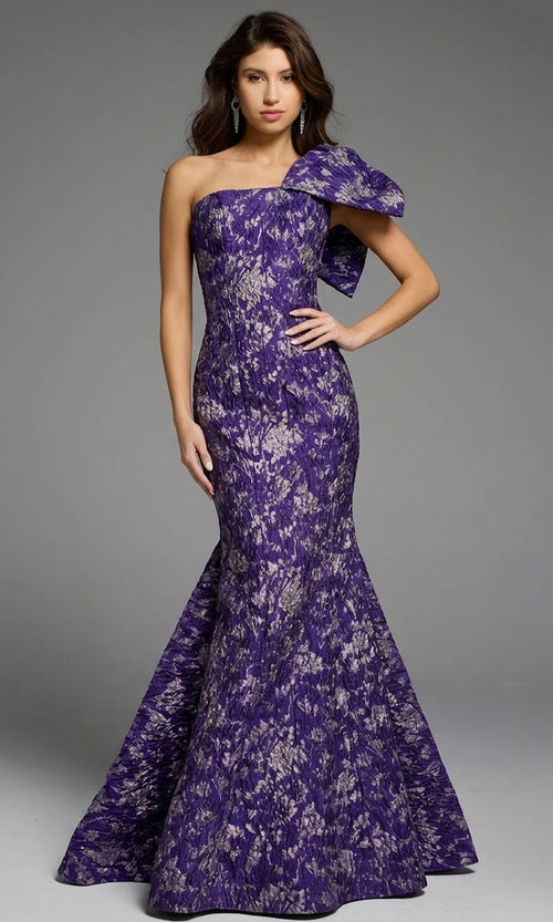 Jovani 41130 - One Shoulder Bow Mermaid Gown