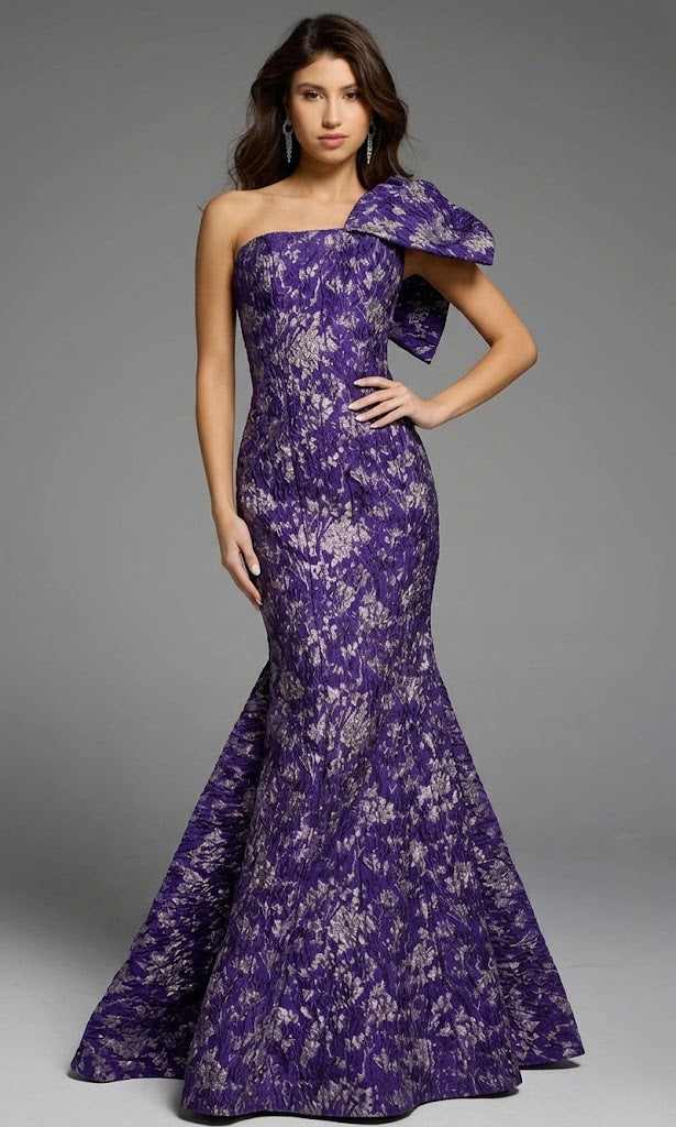 Jovani 41130 - One Shoulder Bow Mermaid Gown