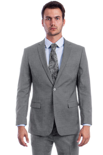 Traje de verano para hombre de lino con corte moderno y dos botones en gris claro