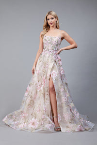 Floral Prom Gown - ROSE/IVORY / 2