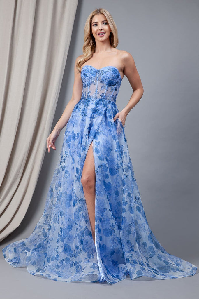 Speial Occasion Floral Gown - BLUE / 2