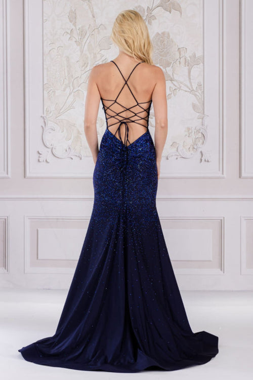 Amelia Couture 3018 Sequin Embellished Criss-Cross Back Mermaid Gown - Dress