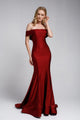 Off the Shoulder Bodycon Dress - LAA373 - BURGUNDY / 2