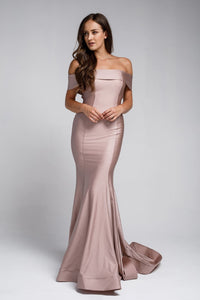 Off the Shoulder Bodycon Dress - LAA373 - DUSTY ROSE / 2