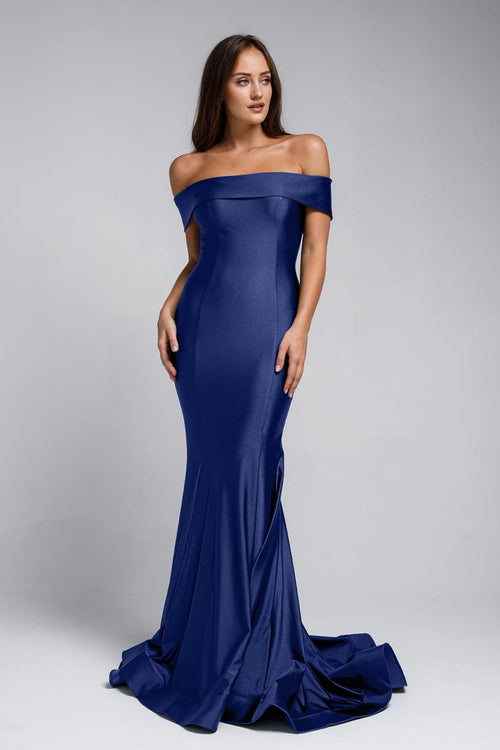 Off the Shoulder Bodycon Dress - LAA373 - NAVY BLUE / 4