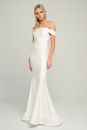 White Bridesmaid Dresses-Inexpensive Amelia Couture 373 Off Shoulder
