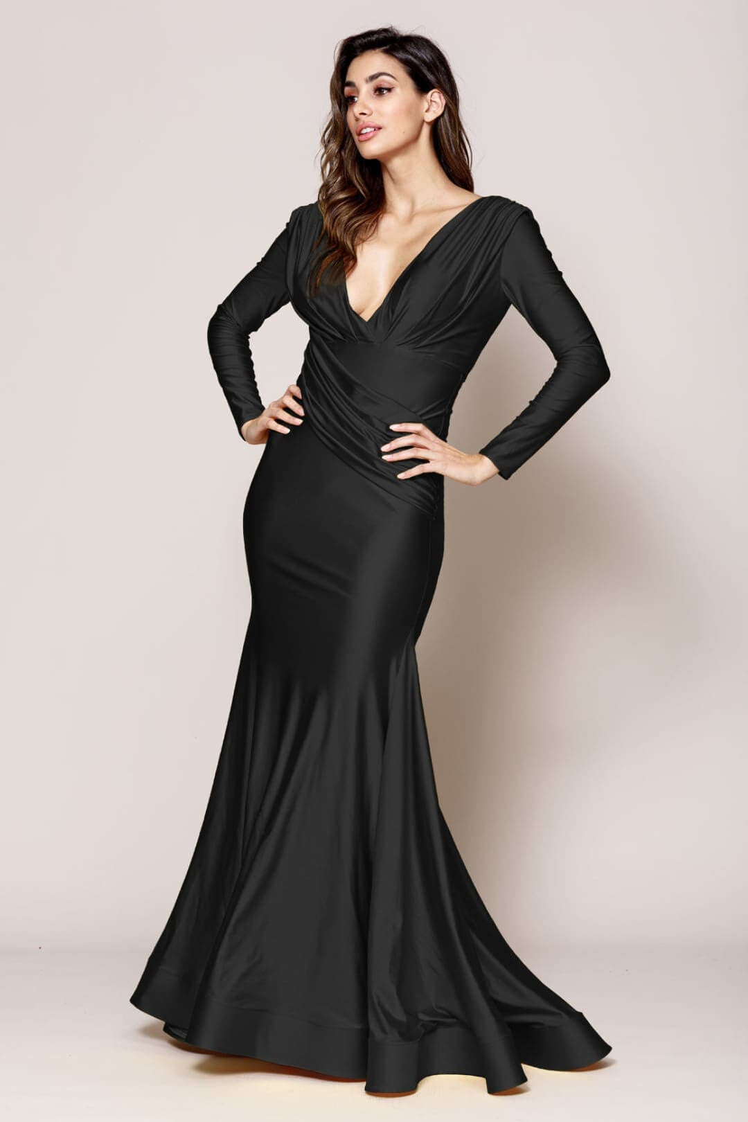 Stretchy Evening Prom Gown - BLACK / 2