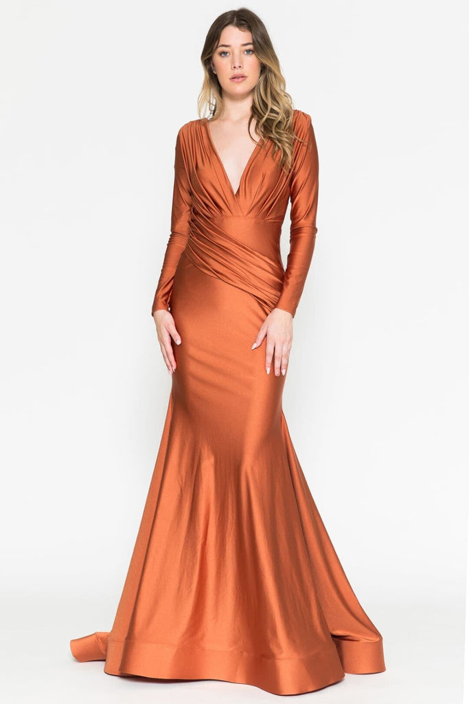 Bmbridal Burnt Orange One Shoulder Prom Dress Long With Slit | BmBridal