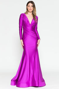 Stretchy Evening Prom Gown - MAGENTA / 2