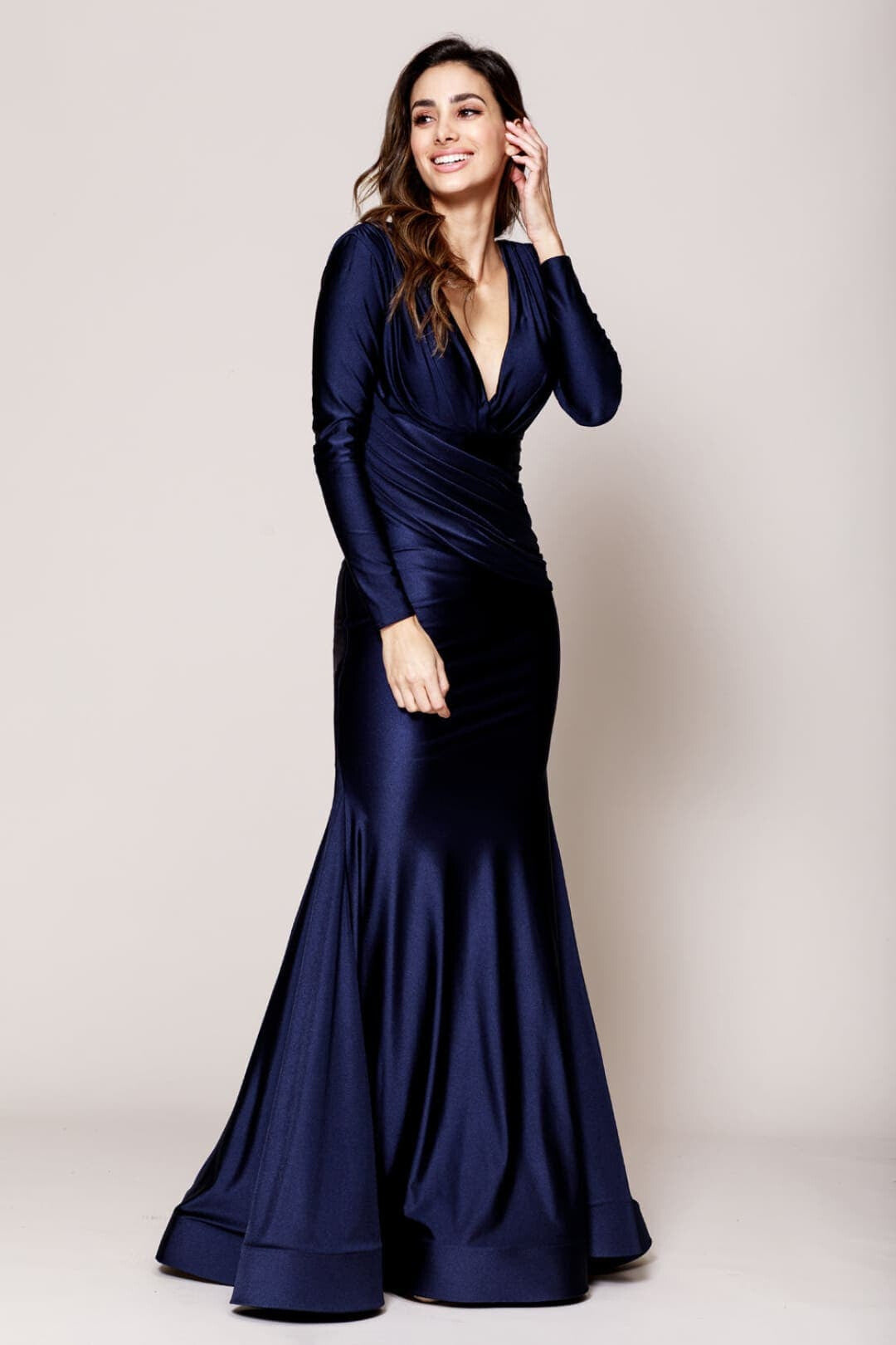 Stretchy Evening Prom Gown - NAVY / 2