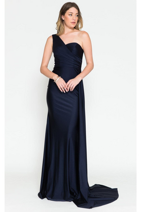 Navy Bridesmaid Dresses-Inexpensive Amelia Couture 387 One Shoulder